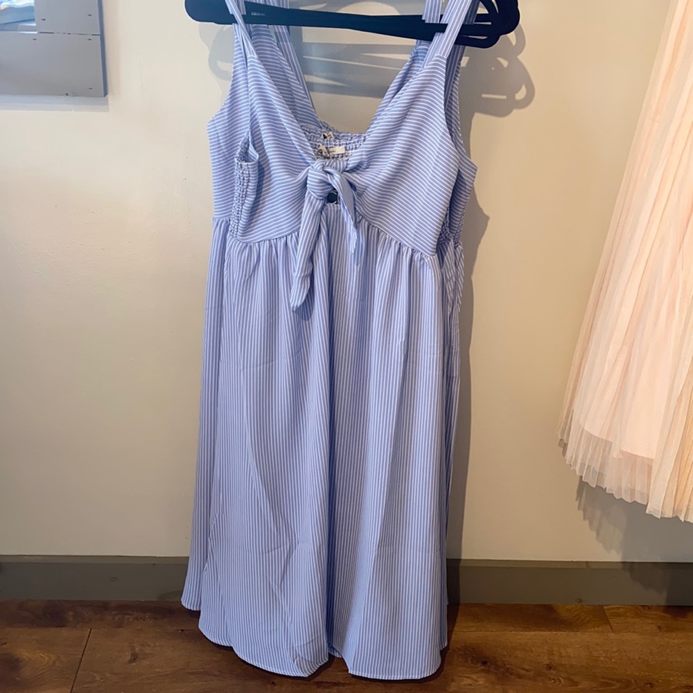 Pin striped tie front dress